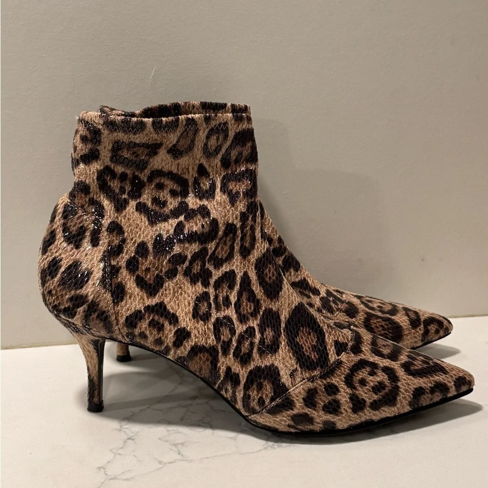 Charles by Charles David Leopard Print Sequin Ankle Boots
